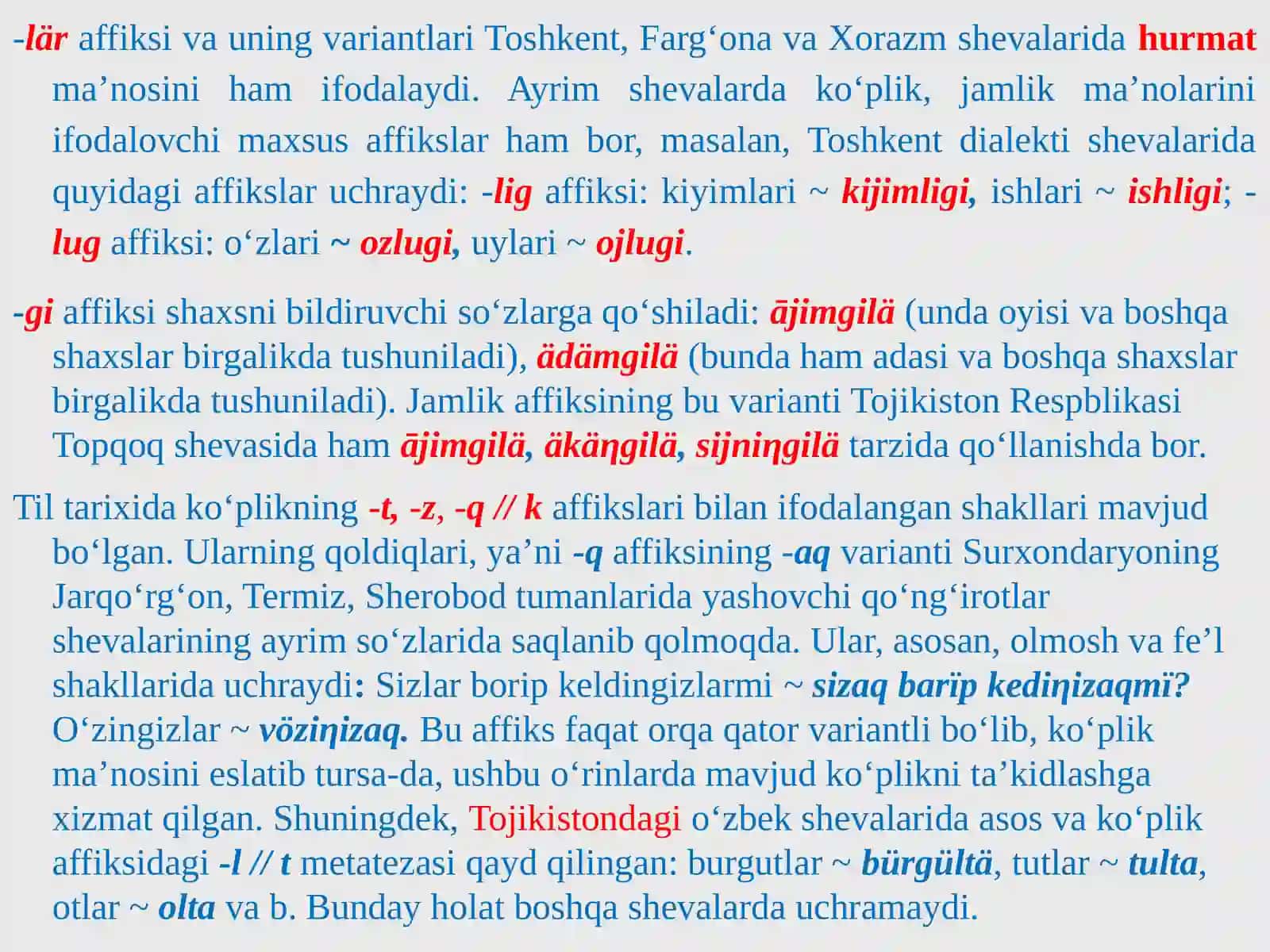 O‘ZBEK SHEVALARI MORFOLOGIYASI 4