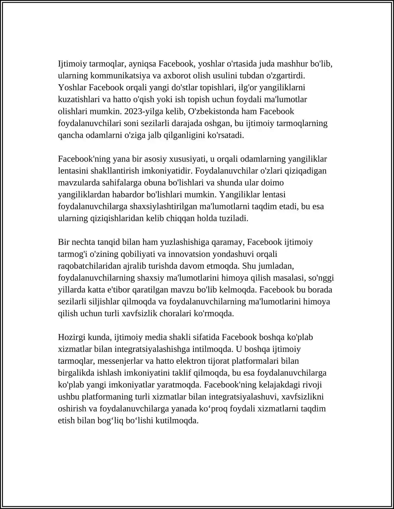 Ijtimoiy tarmoqlar (masalan, Facebook) 4