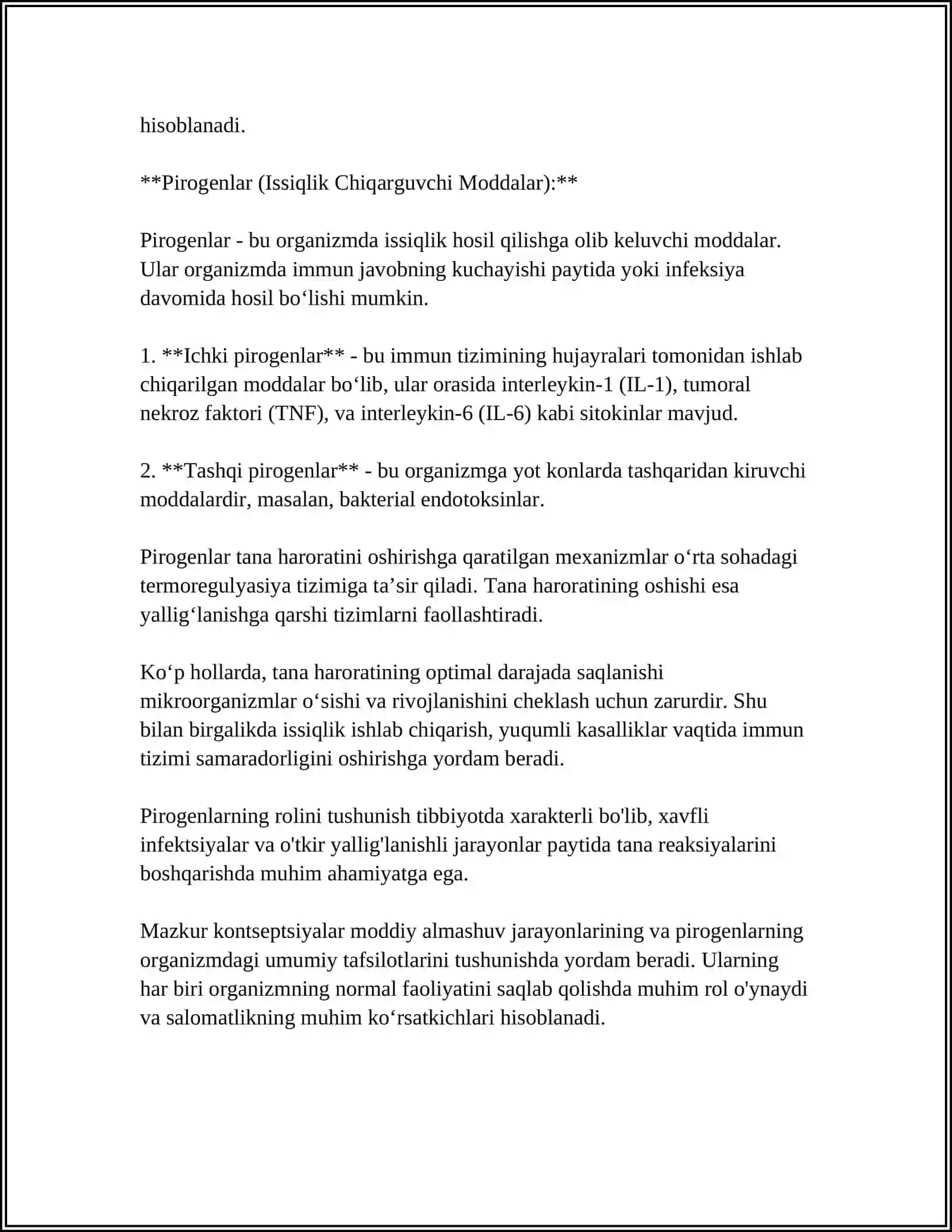 PIROGEN MODDALAR TERMOREGULYATSIYADAGI AHAMIYATI 4