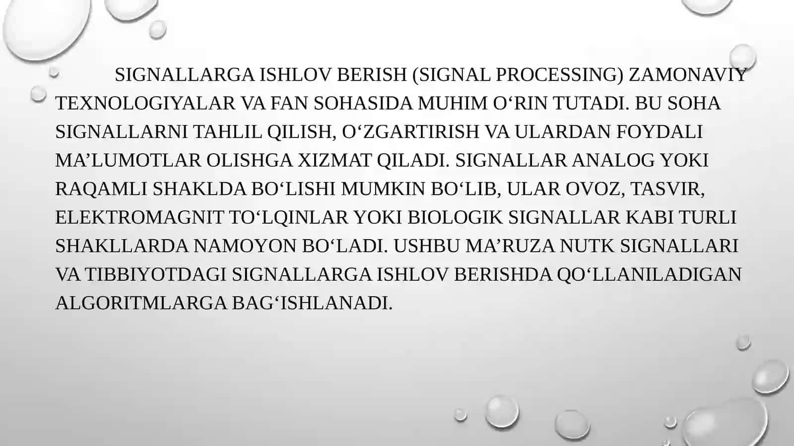 Signallarga ishlov berish sohalarda qo‘llanilishi 4