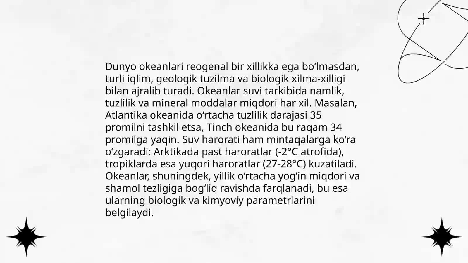 Dunyo okeanining reogenal birxilligi umumiy tabiiy geografik tarifi 4