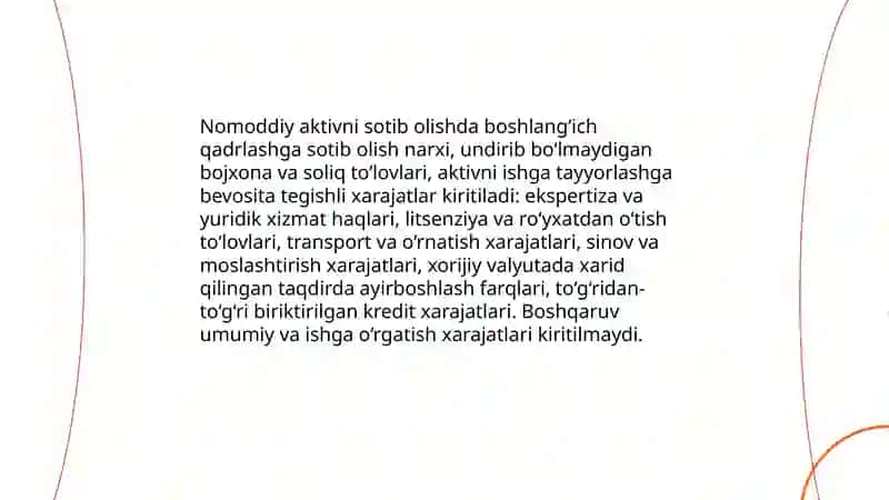Nomoddiy aktivlar kirim qilish hisobi 4