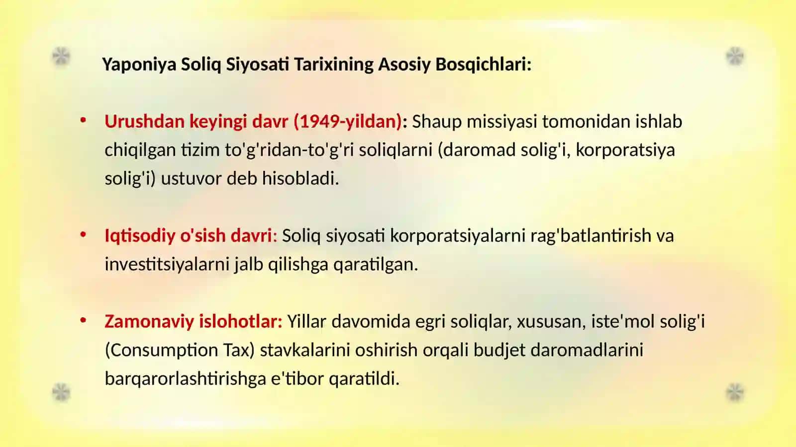 YAPONIYA SOLIQ TIZIMI 4