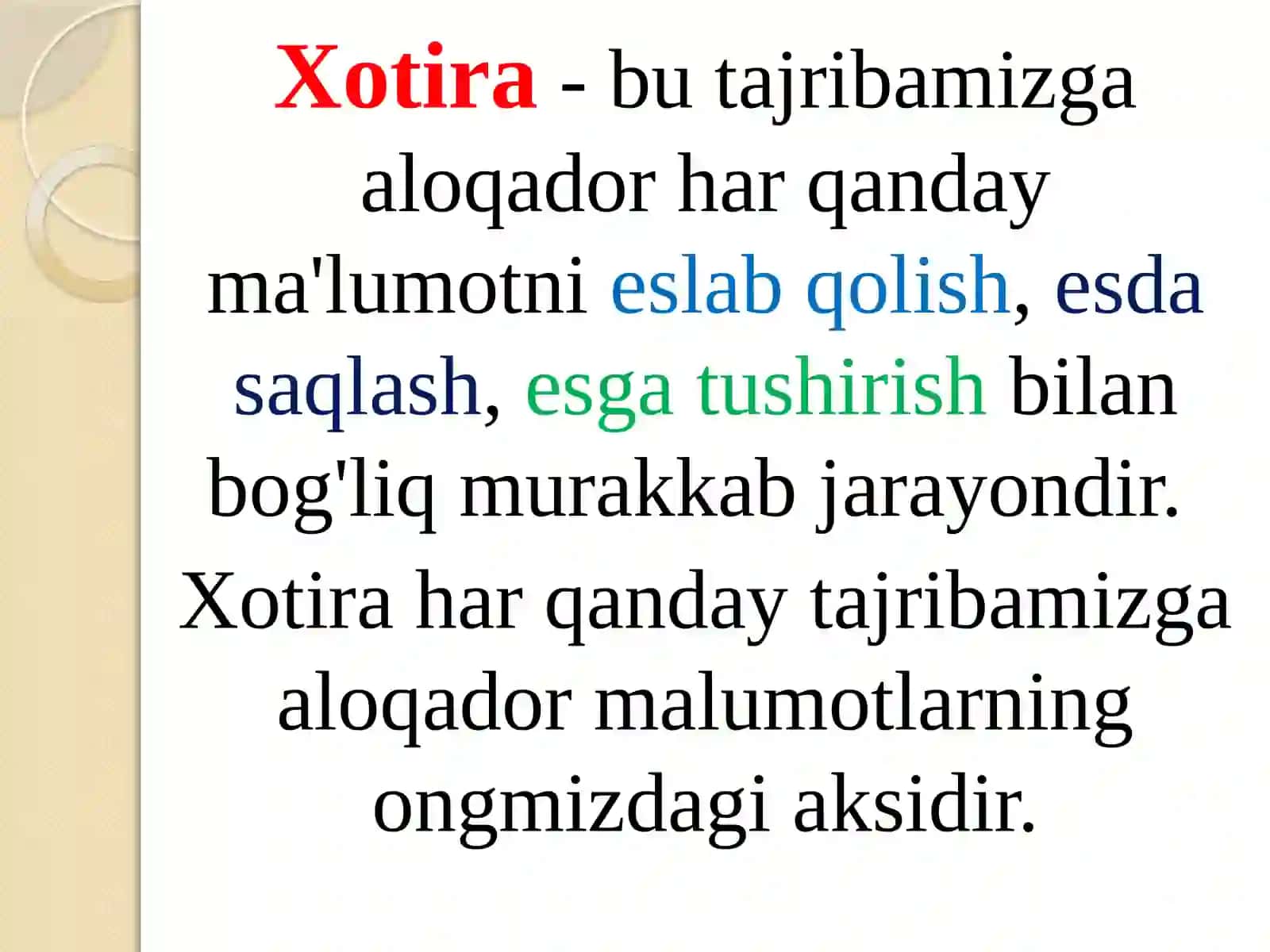9-Mavzu: XOTIRA 4