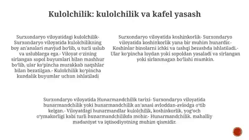 Surxondaryo Viloyati Hunarmandchilik Tarixi 4