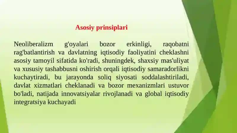 Neoliberalizm g'oyalari 4