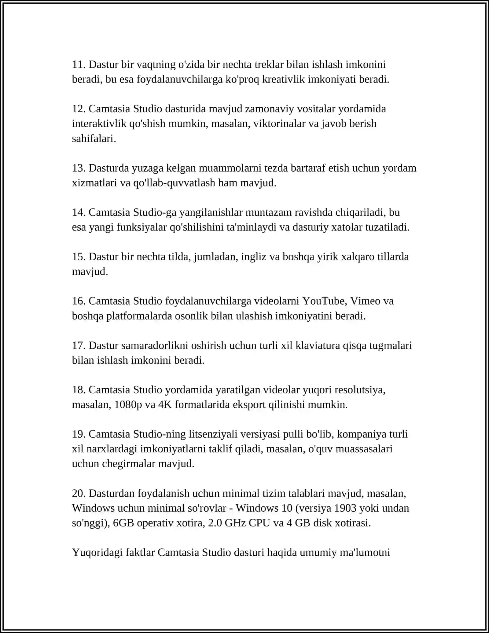 CAMTASIA STUDIO DASTURI ÓRNATILISHI VA ISHLASH JARAYONI 4