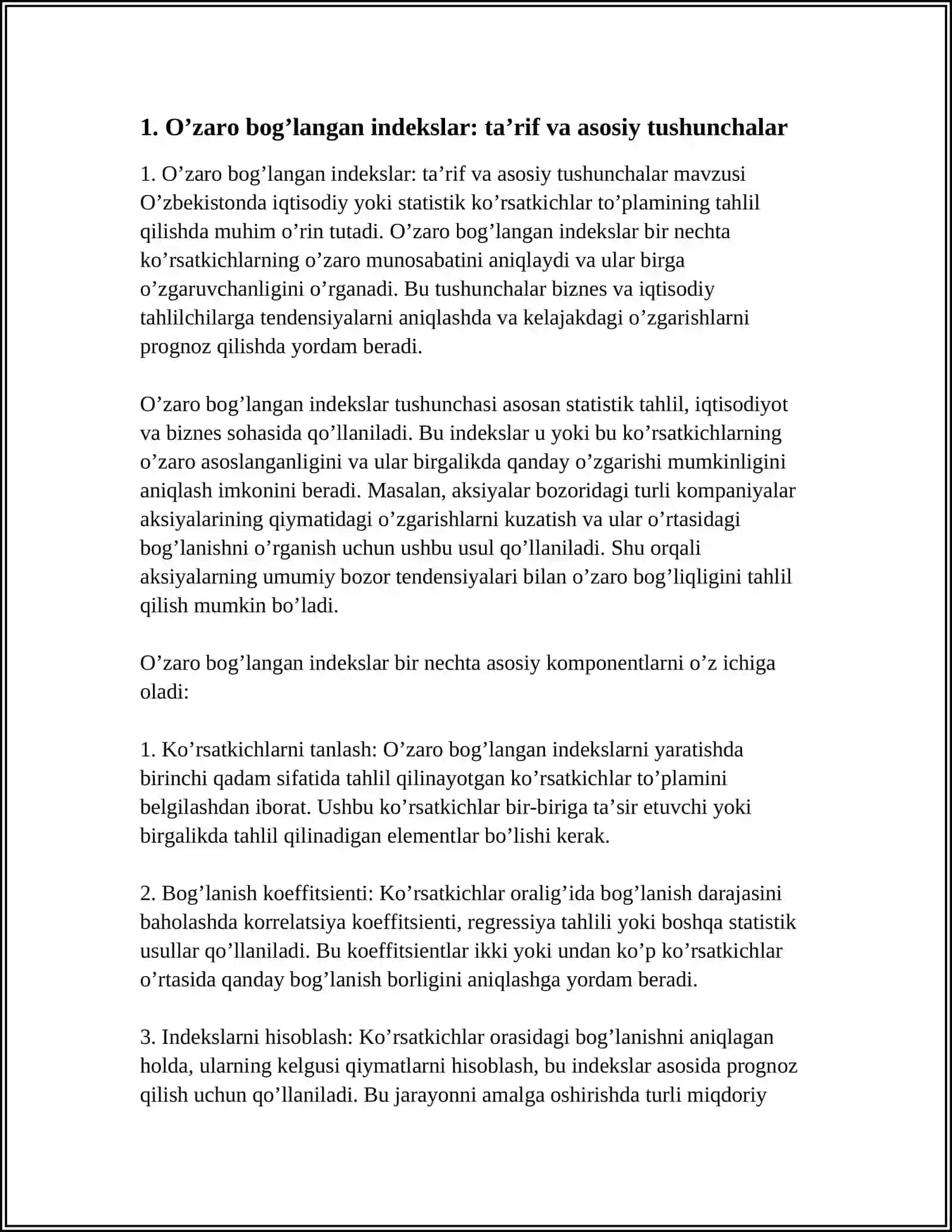 O’ZARO BOG’LANGAN INDEKSLAR 4