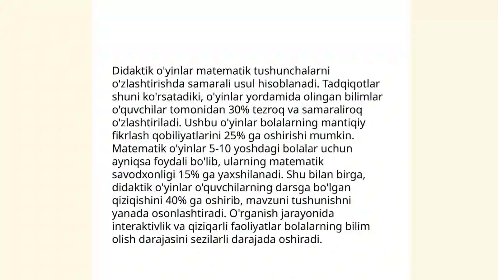 Matematik bilim berishda didaktik o‘yinlar tayyorlash 4
