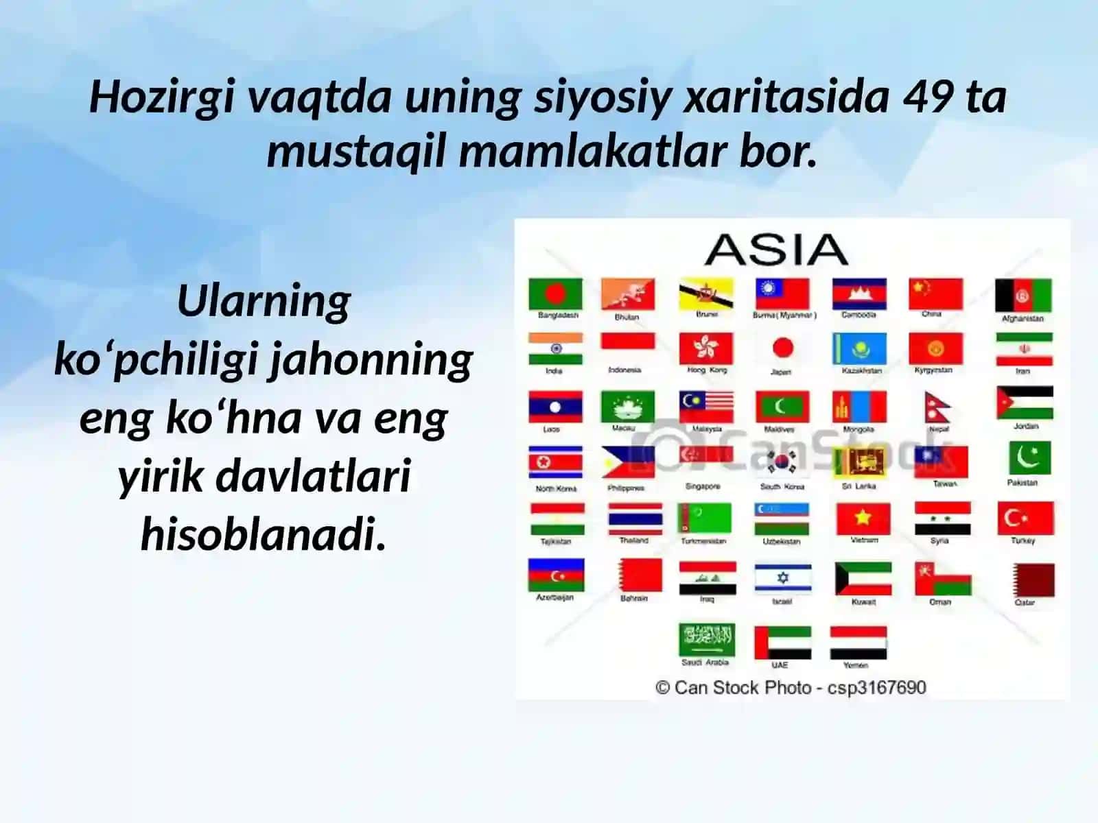 Osiyo mamlakatlari umumiy tavsifi va tabiiy resurslari 4