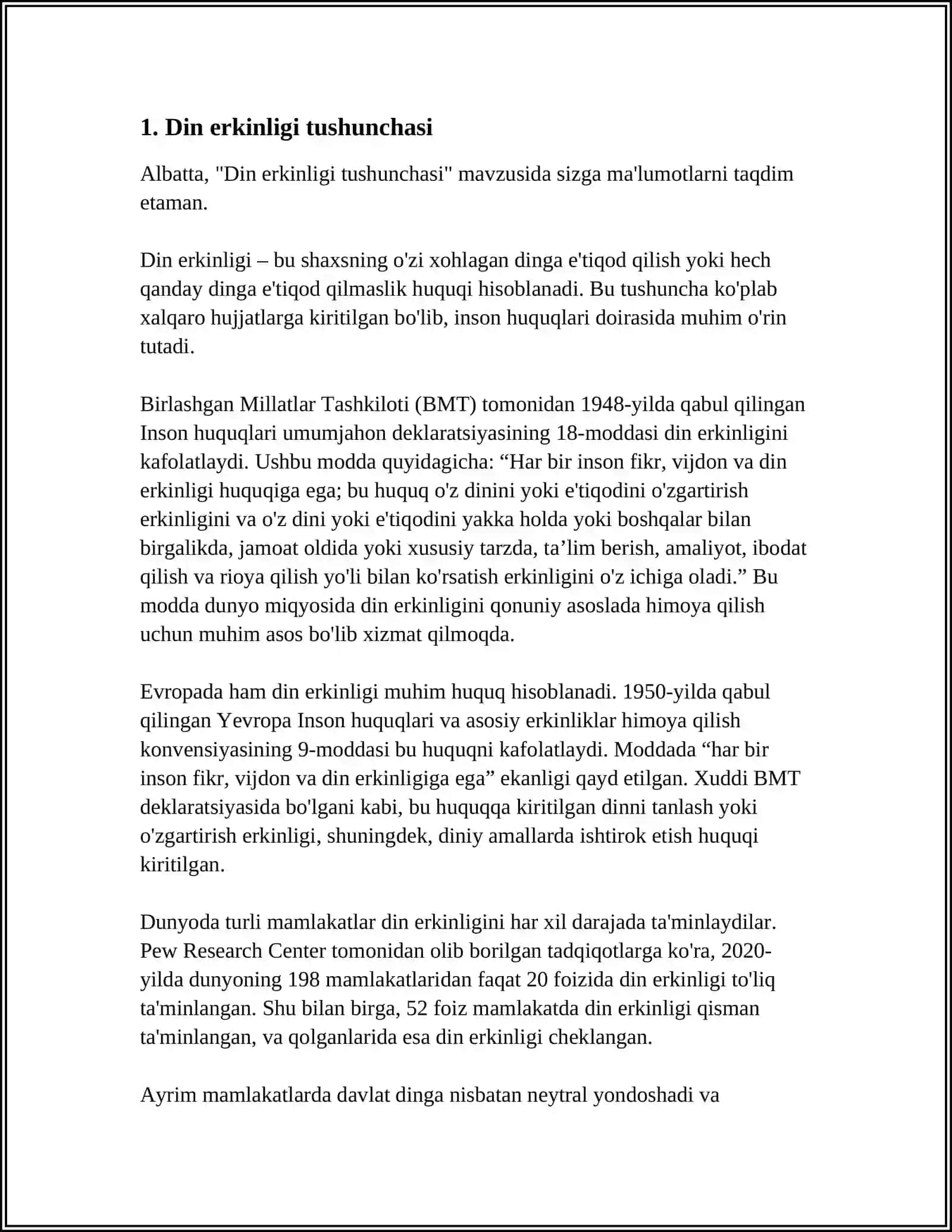 VIJDON VA EʼTIQOD ERKINLIGINING TARIFI 4