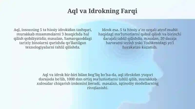Aql va Idrok va Muammo Yechish 4