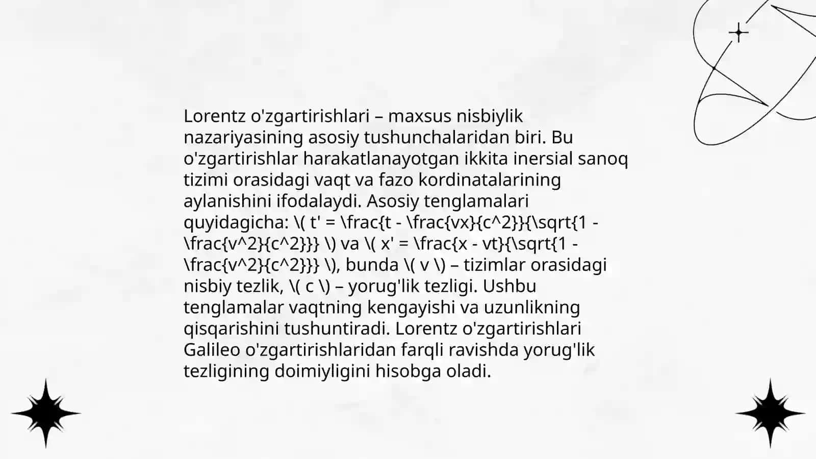 Nisbiylik nazariyasi elementlari 4