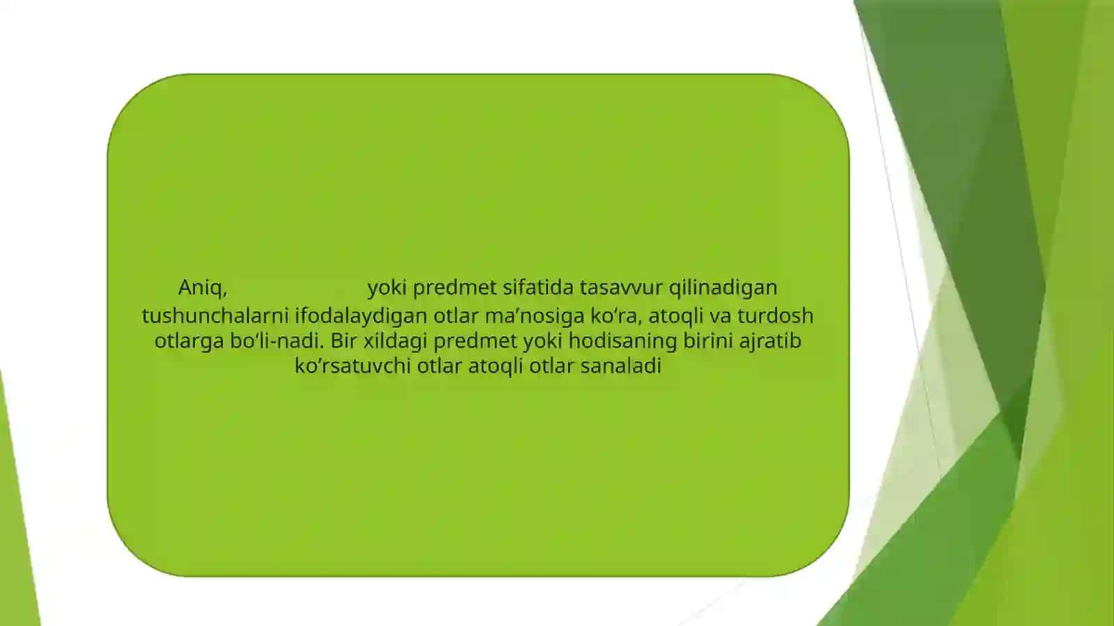 Ot so’z turkumiga oid misollar ustida ishlash 4