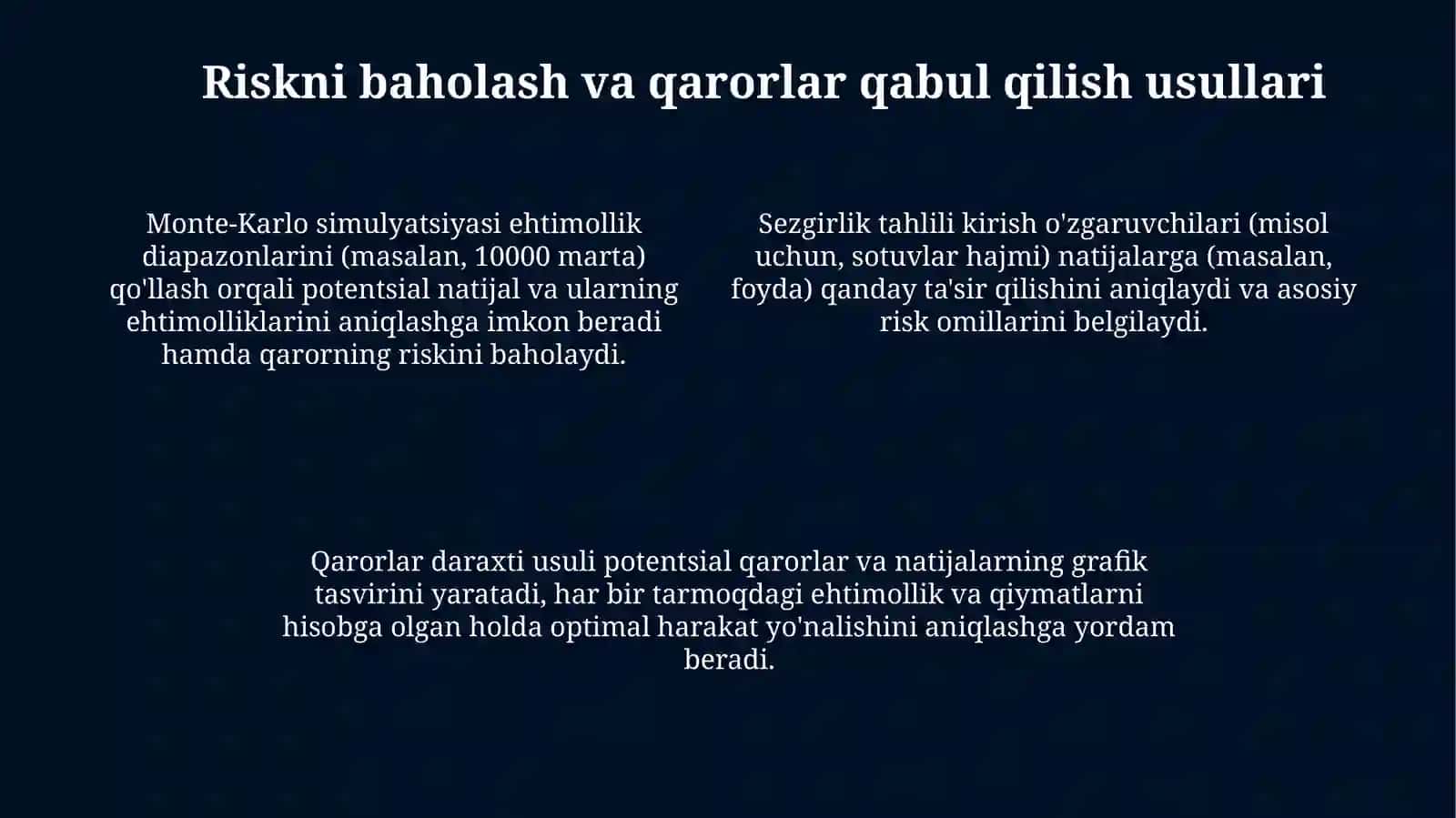 Ehtimollik holatida qaror qabul qilish 4