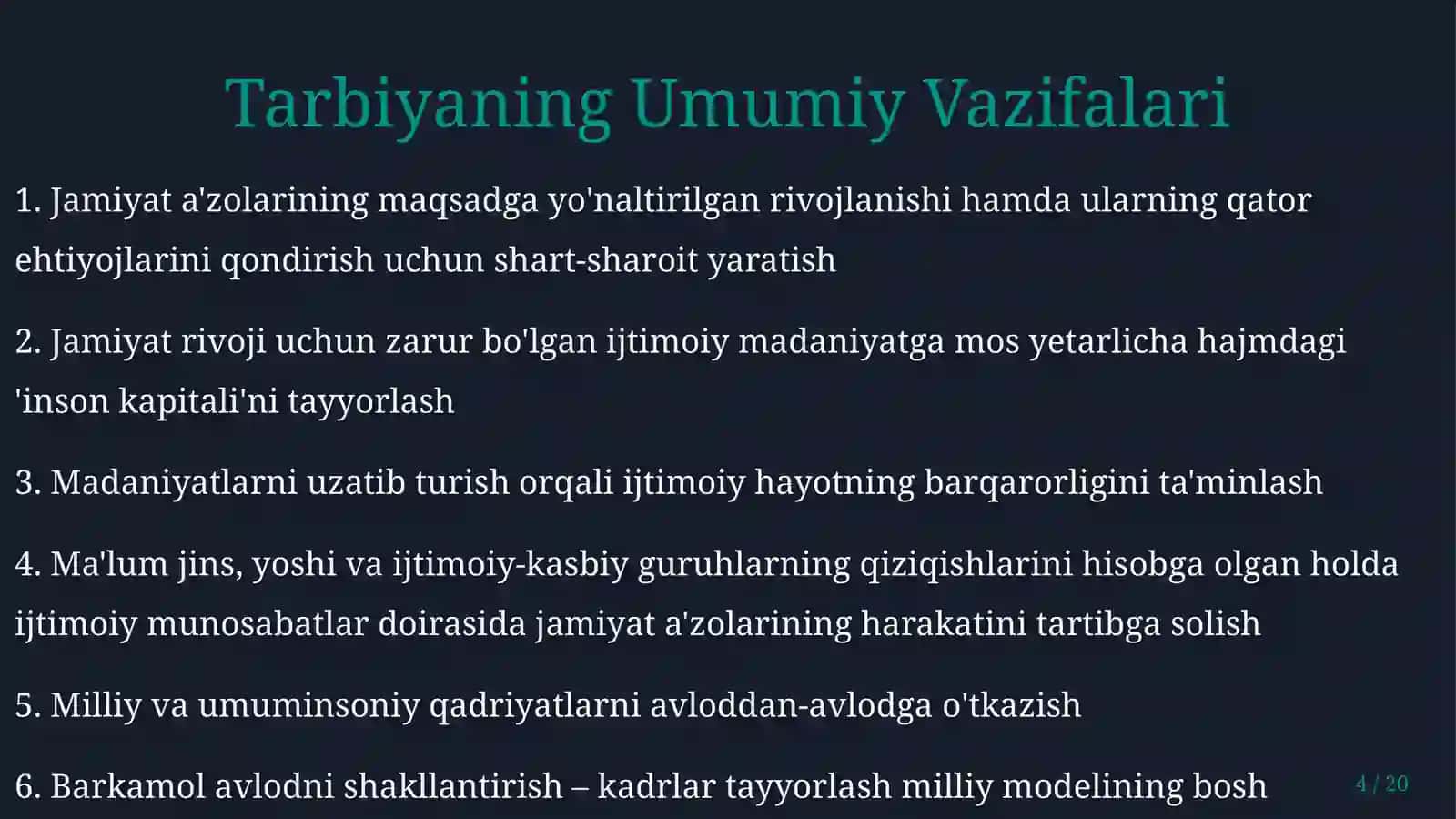 Pedagogik jarayonda tarbiyaning mazmuni 4