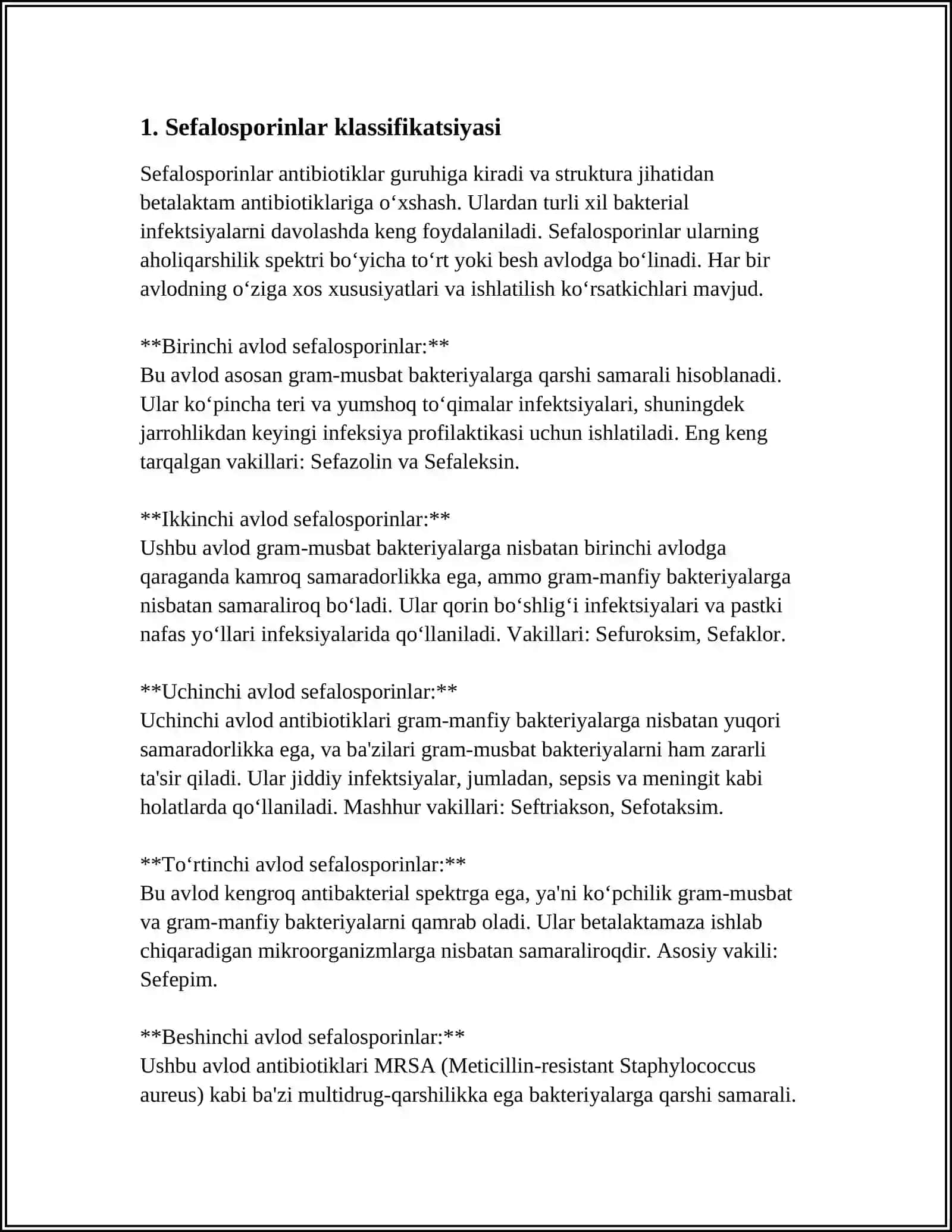 SEFALOFPARINLI ANTIBIOTIKLARNING YANGI AVLOD VAKILLARI 4
