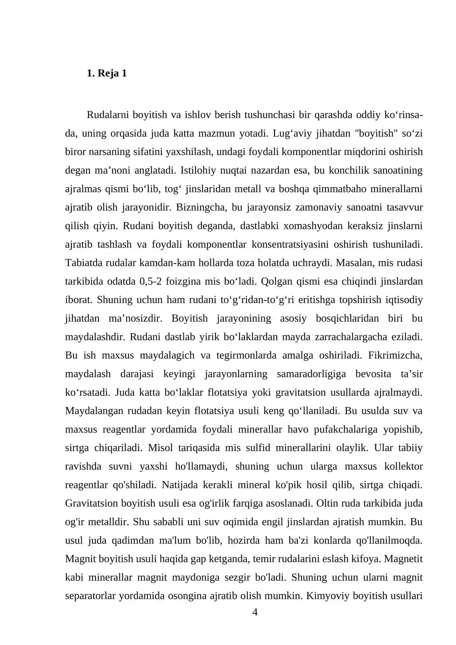 Rudalarni boyitish va ishlov berish 4