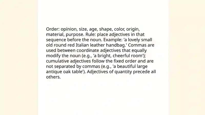 Adjective and word order 4