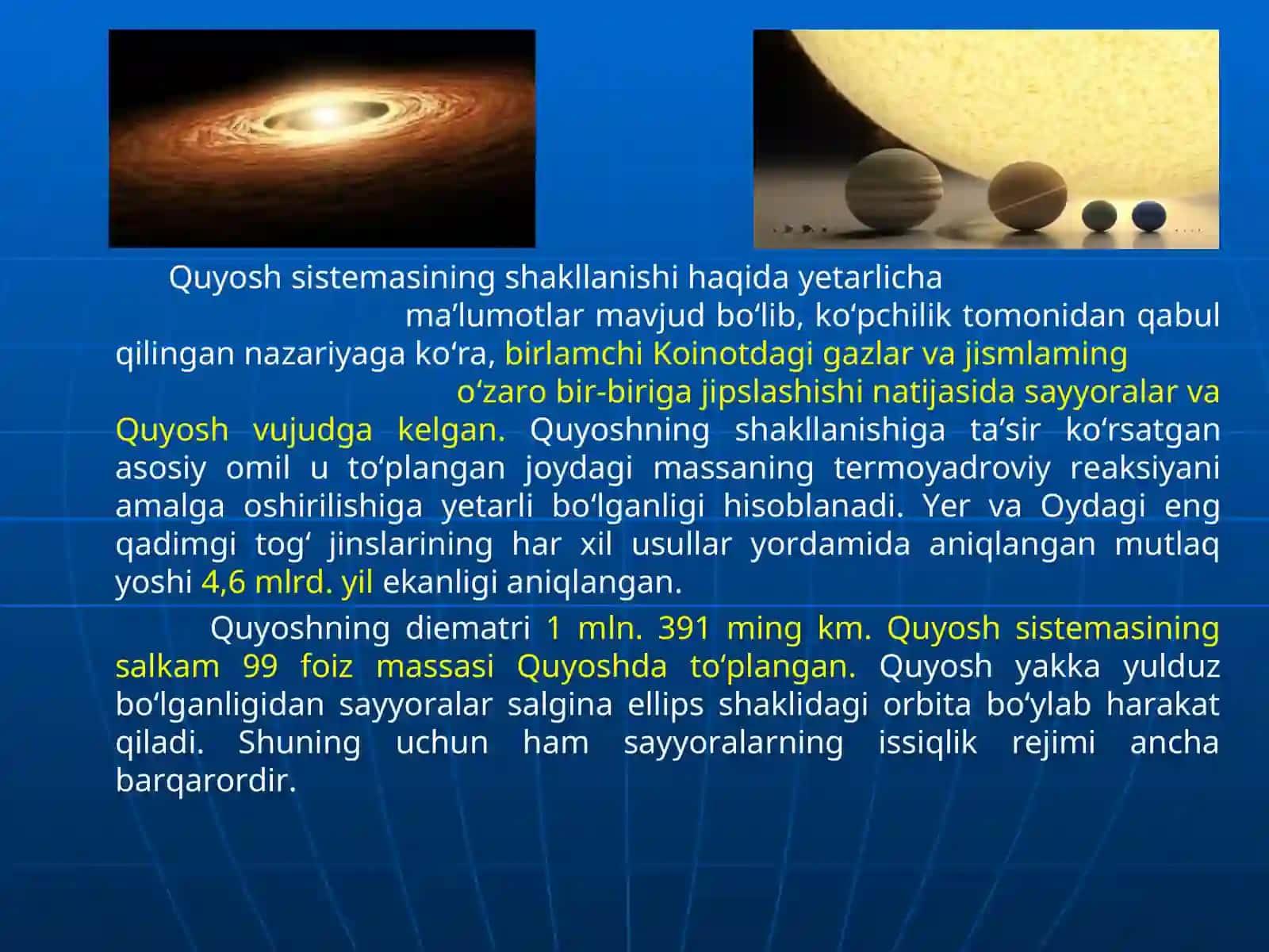 QUYOSH TIZIMI (SISTEMASI) 4