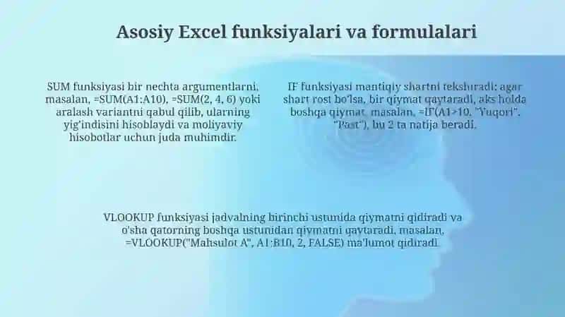 Excelda Funksiya va formulalar bilan ishlash 4
