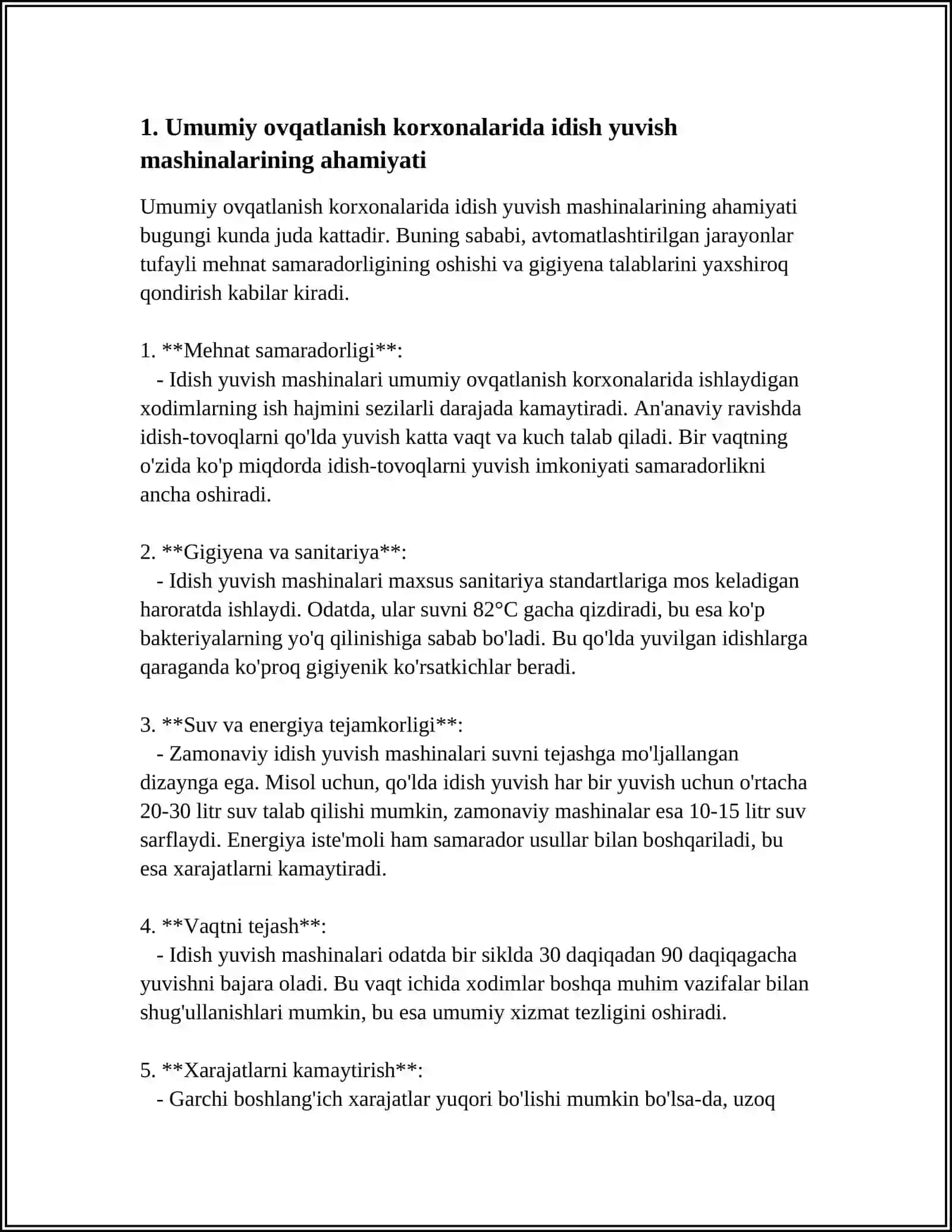 UMUMIY OVQATLANISH KORXONALARIDA IDISH YUVISH MASHINALARINING QO‘LLANILISHI,UNING TURLARI,QURILMANING TEXNIK TAVSIFI 4