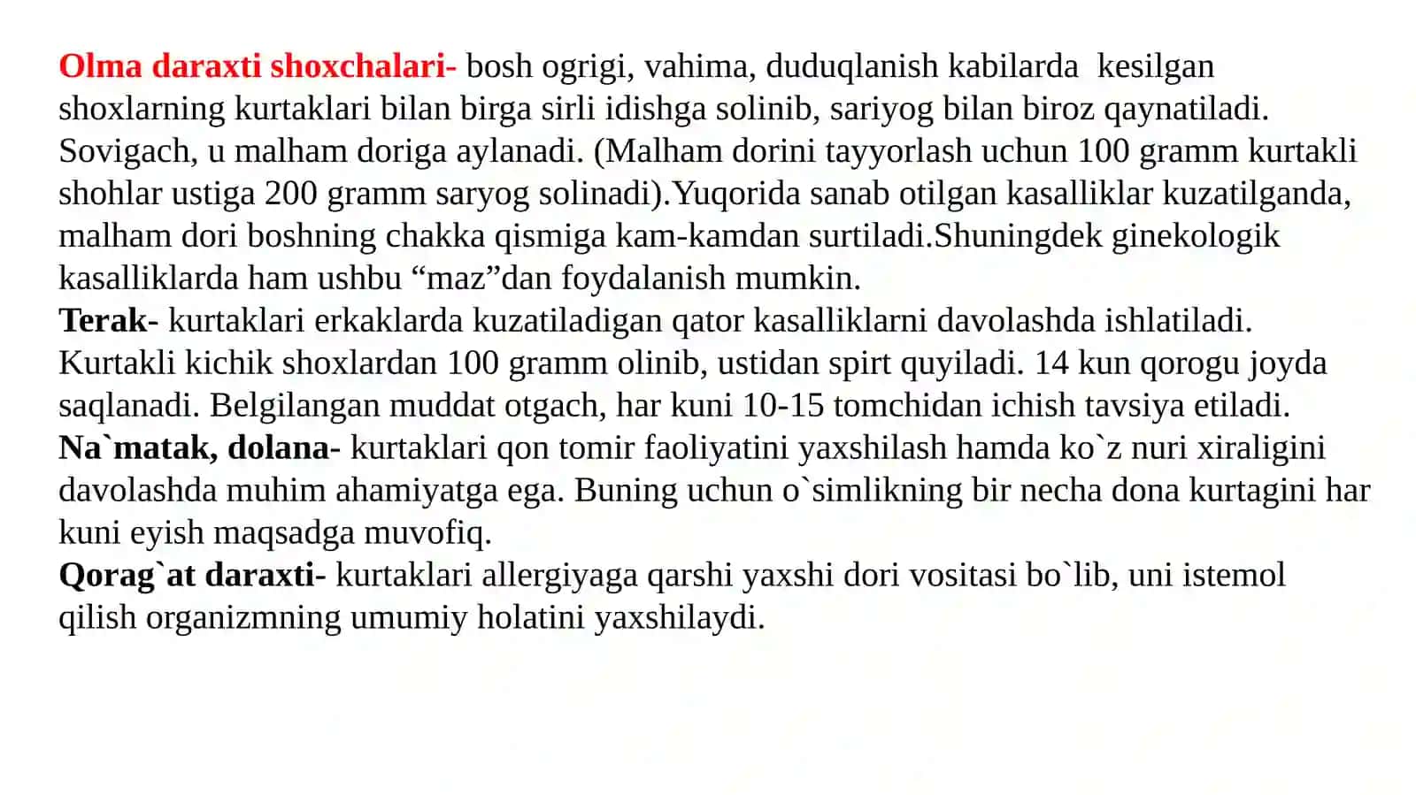 Kurtaklarning shifobaxsh xususiyatlari 4