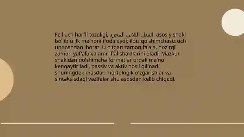 Arab tilida feʼl boblari va ularning ma'nolari 4