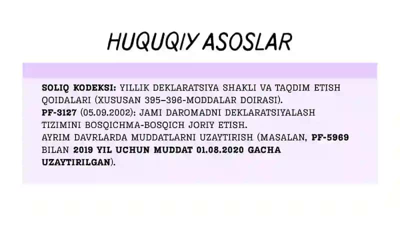 YILLIK DEKLARATSIYA VA UNI TAQDIM ETISH TARTIBI 4