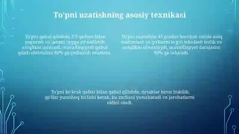 Toʻpni qabul qilish va uzatish texnikasi 4