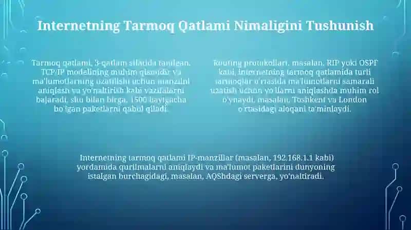 Internet Tarmoq Qatlami O'zaro Bog'lanishiga Kirish 4