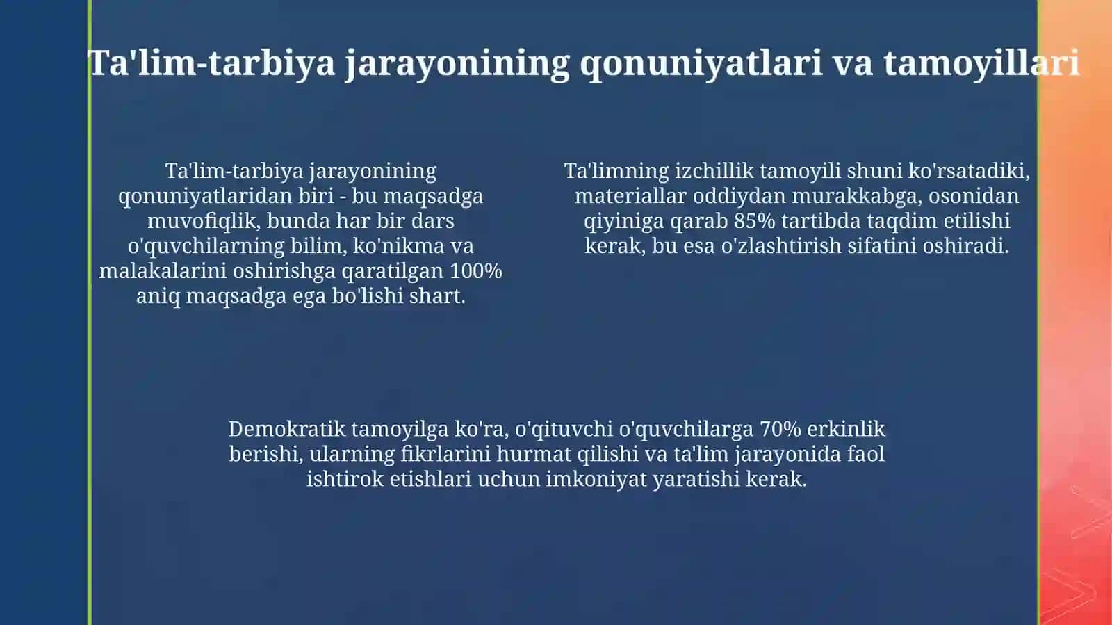 Pedagogikaning asosiy vazifalari 4