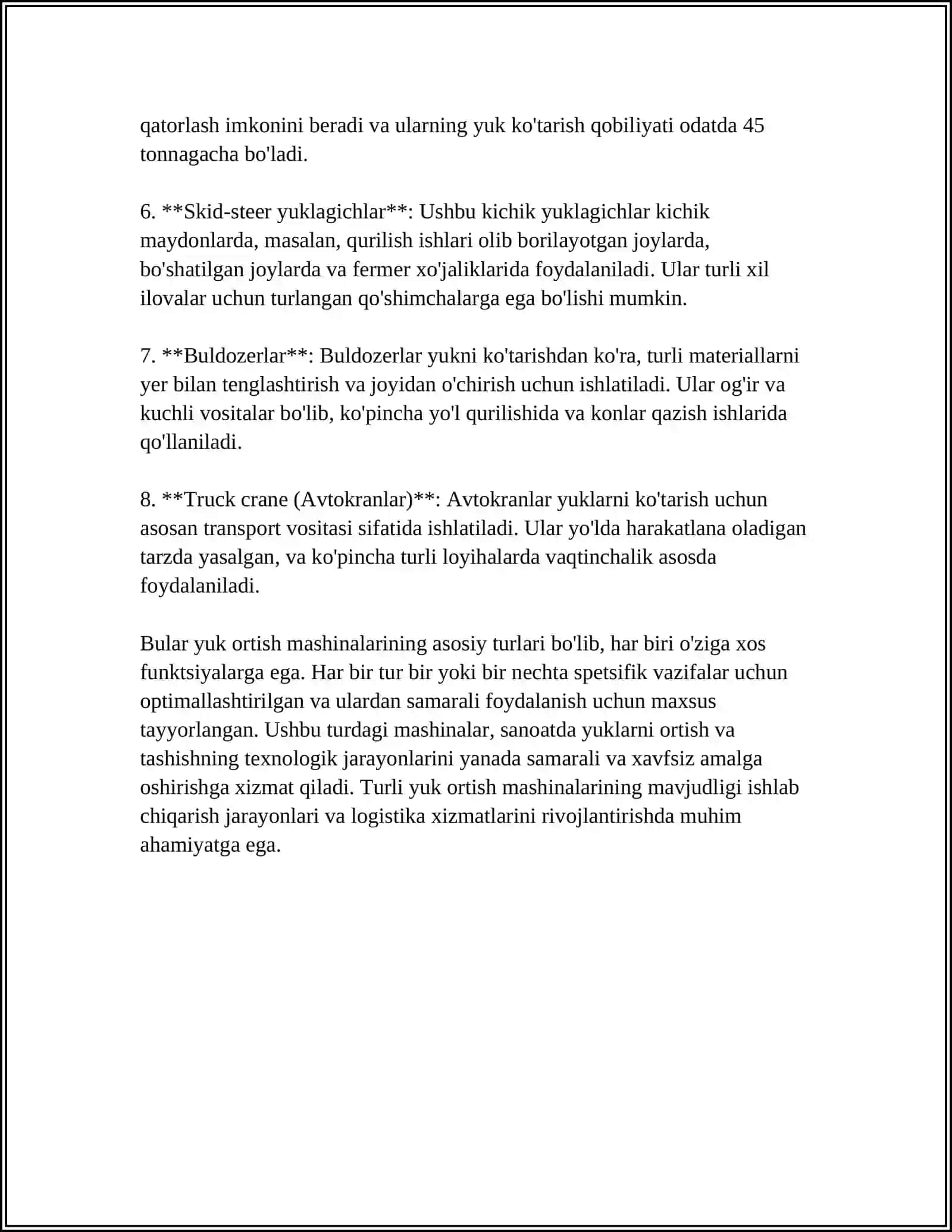 YUK ORTISH MASHINALARI HAQIDA UMUMIY MA'LUMOT 4