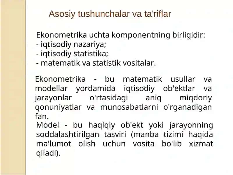 Ekonometrika, uning vazifasi va usullari 4