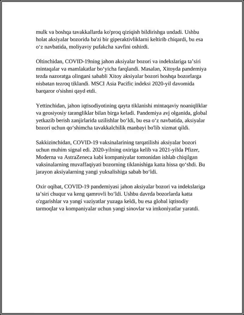 COVID-19 JAHON MOLIYAVIY BOZORIGA TA’SIRI TAHLILI 4
