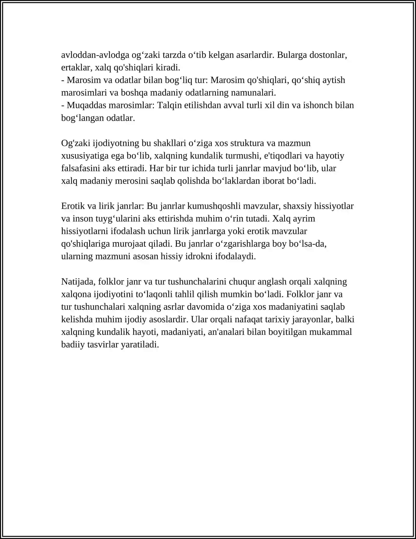 FOLKLORDA TUR VA JANRLAR 4