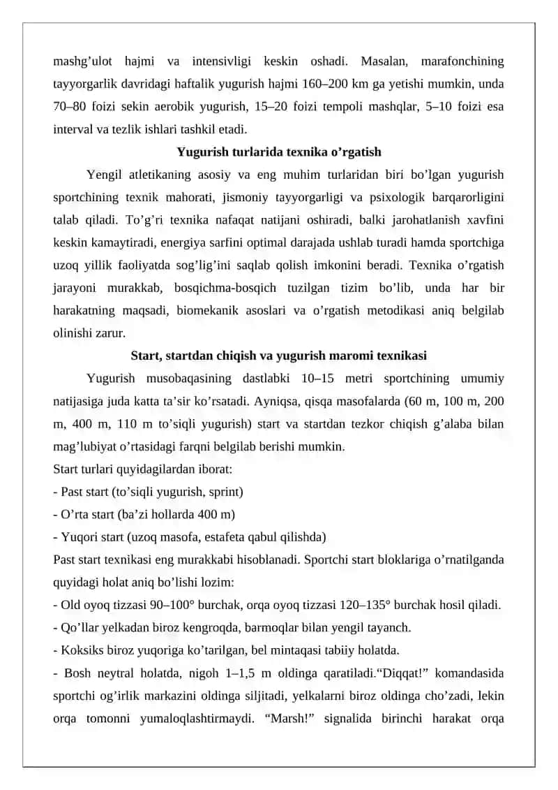 Yengil atletika turlarini tehnikasini o’rgatish 4