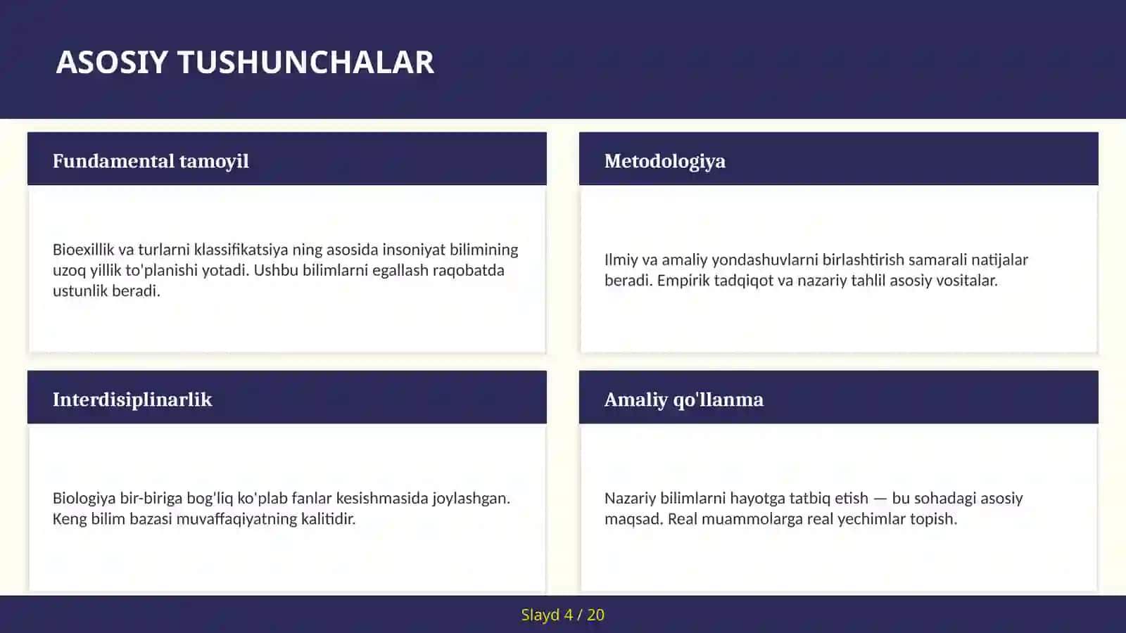 BIOEXILLIK VA TURLARNI KLASSIFIKATSIYA 4