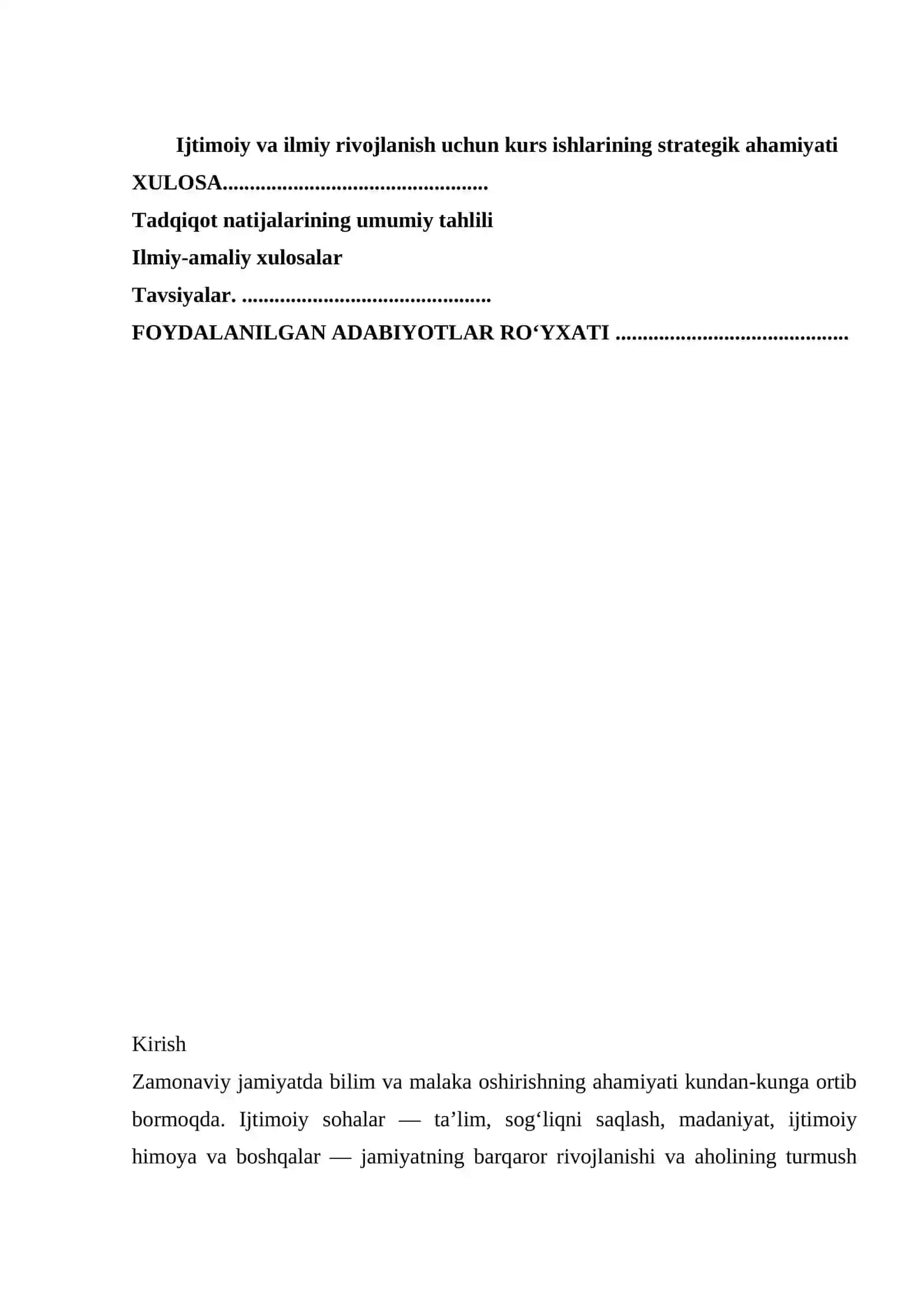 Ijtimoiy sohalarda kursning roli va o'rni 4