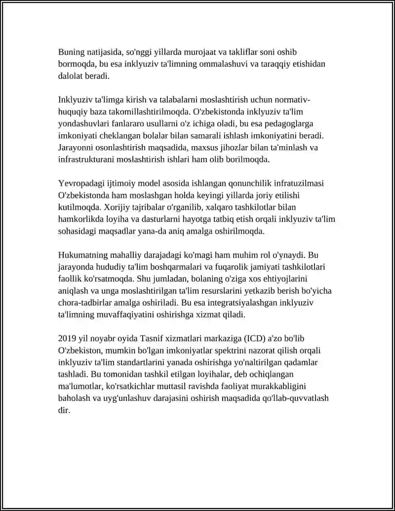 IMKONIYATI CHEKLANGAN BOLALARNI INTEGRATSIYALASHGAN INKLYUZIV TA'LIMGA JALB ETISH 4