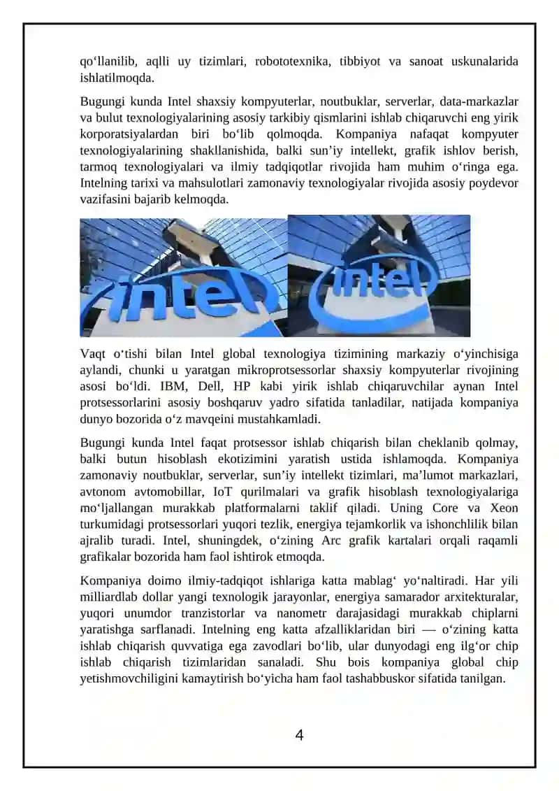 Intel kompaniyasi va uning zamonaviy qurilmalari 4