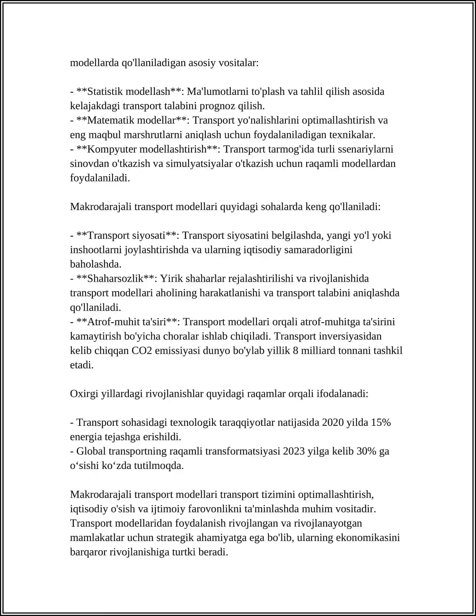 TRANSPORT MODELLARINING TURLARI 4