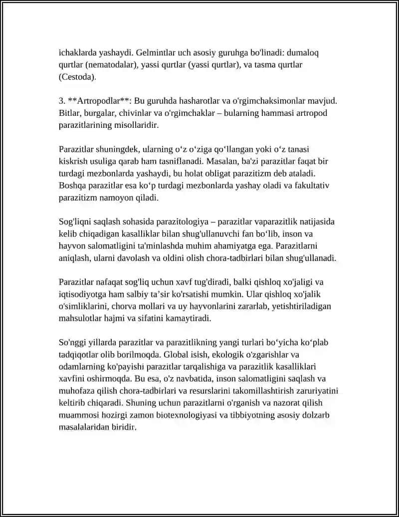 PARAZITLAR MAVZUDA 4