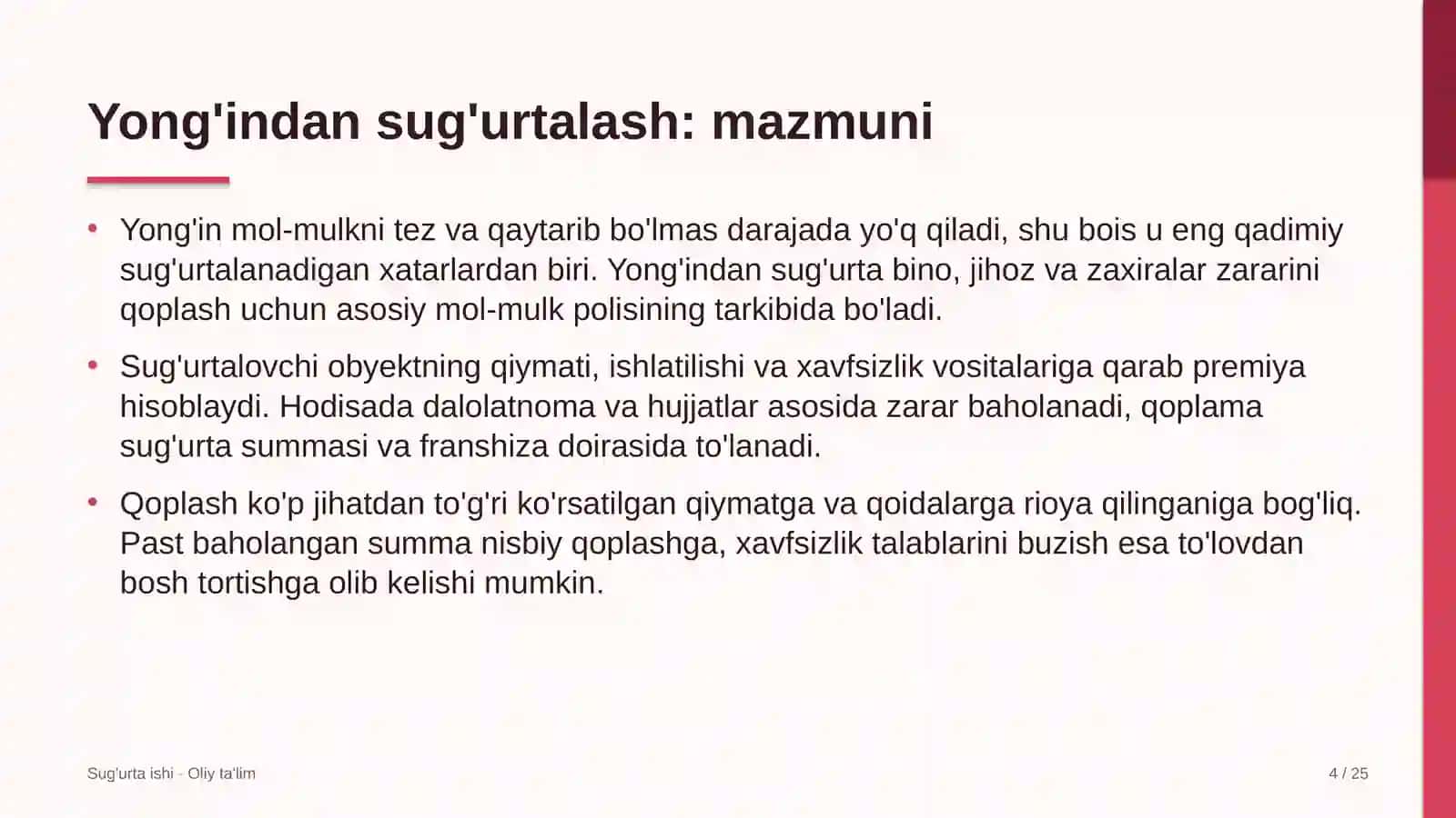 repetitorlik faoliyatida yong'indan sug'urtalash 5048 4