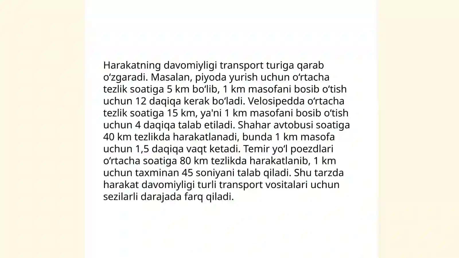 Harakatning vaqt harakteristikasi 4