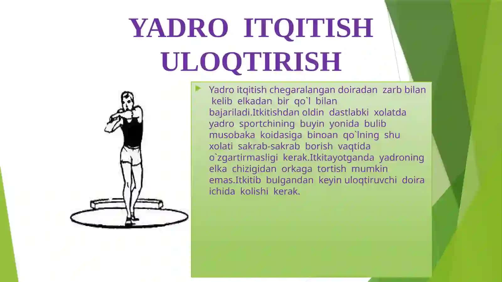 Yadro itqitish texnikasi tahlili va o'rgatish uslubiyati 4