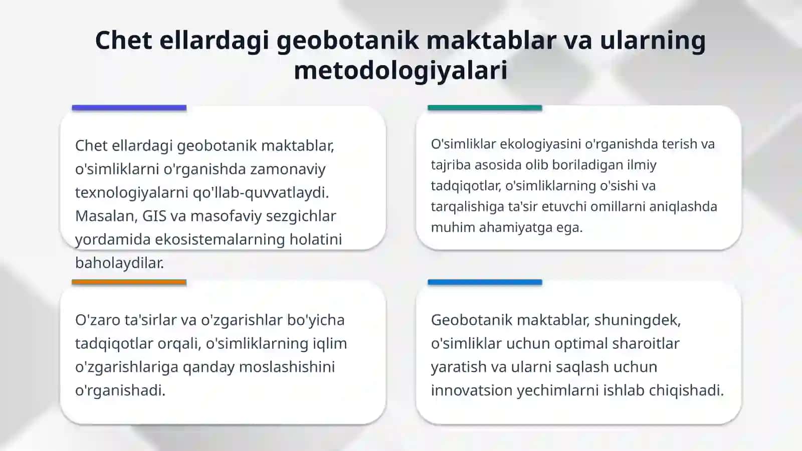 Chet ellardagi geobotanik maktablar! 4