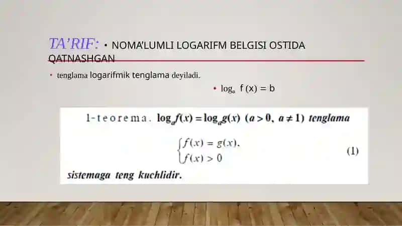 Logarifmik tenglamalar. 4