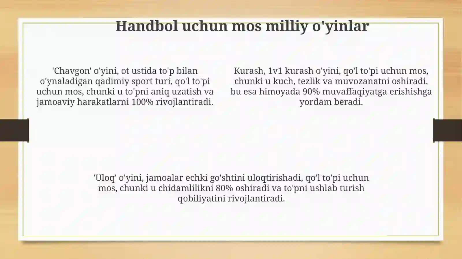 Gandbol sport turiga mos milliy va harakatli oʻyinlar 4