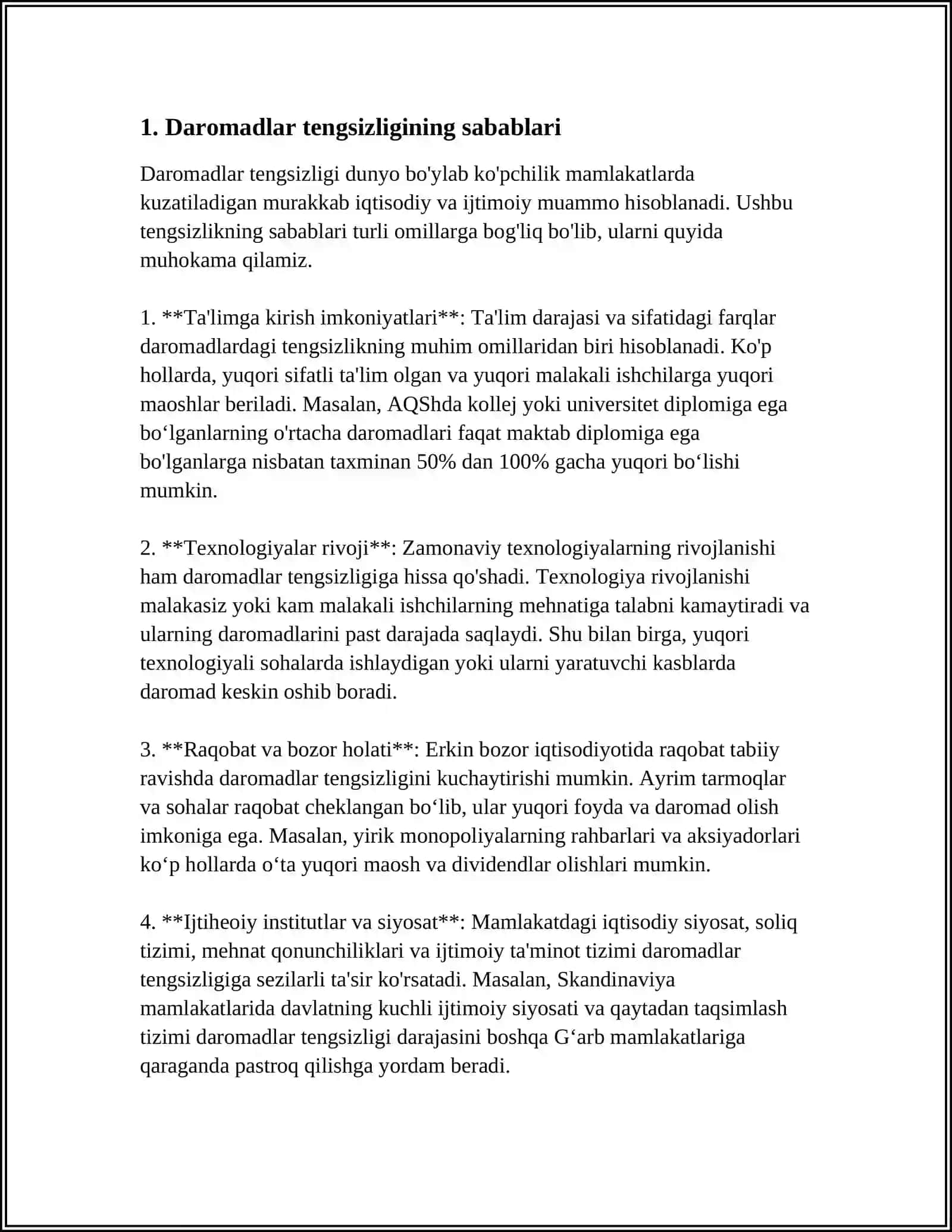 DAROMADLAR TENGSIZLIGI VA UNING DARAJASINI ANIQLASH 4